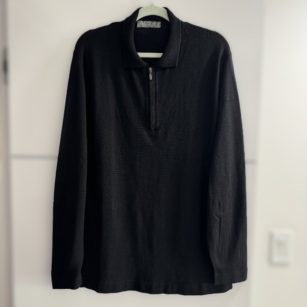 Zanetti Sport Italian QUARTER ZIP KNIT POLO, Size L